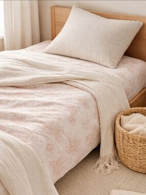 Jake Arnold Crate & Kids Seascape Twin Flat Sheet Organic Cotton Gauze Coastal